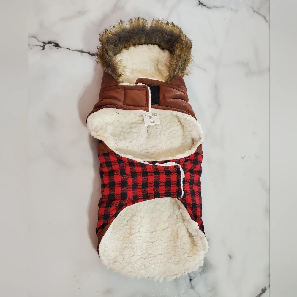 Plaid Dog Jacket, Reindeer & Duck Dog Toys bundle